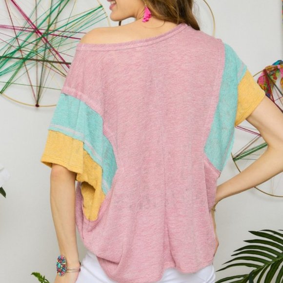 Mauve colorblock sleeve top - Picture 3 of 3